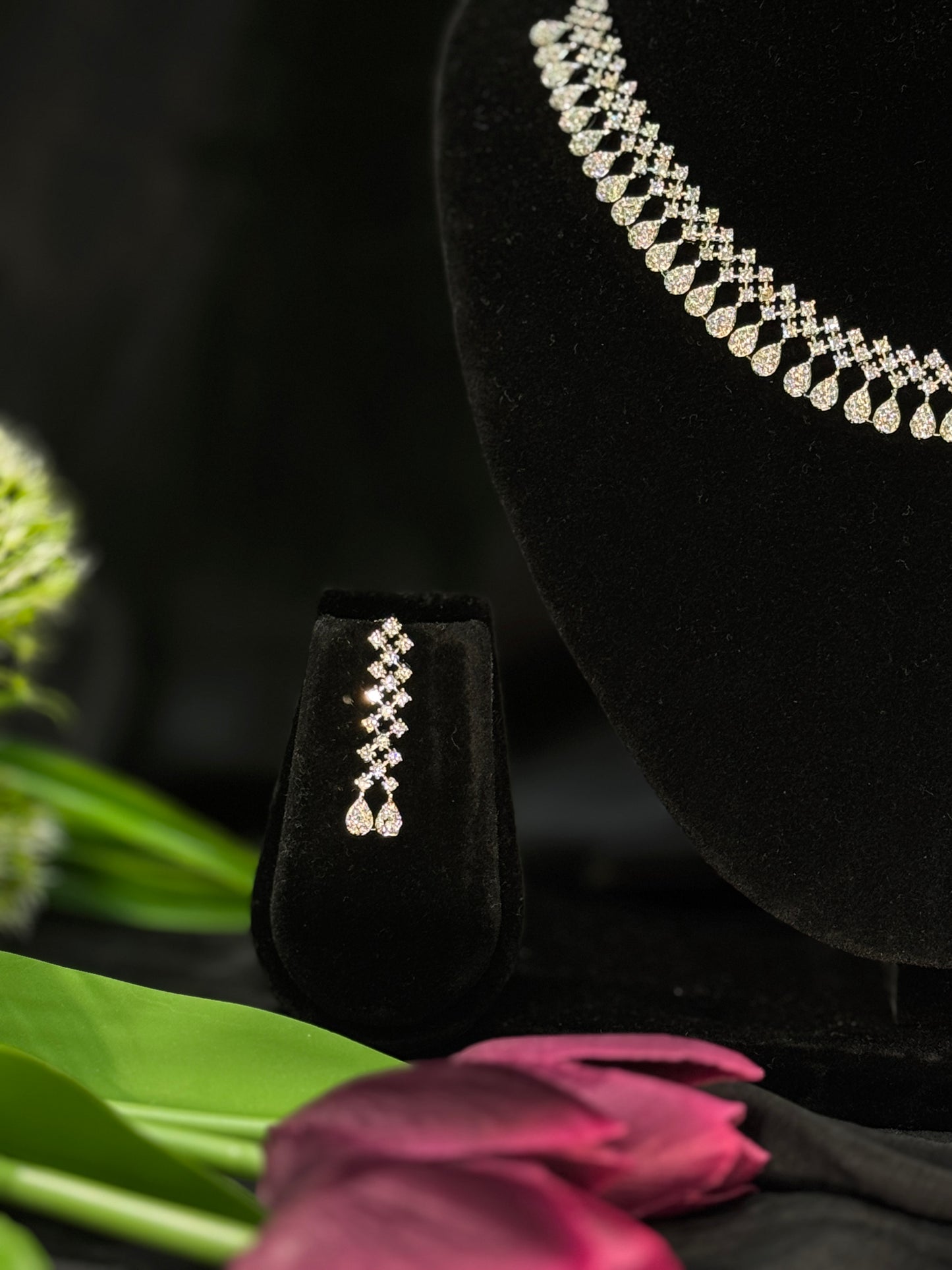 Meera Classic Diamond Drop AD Necklace Set